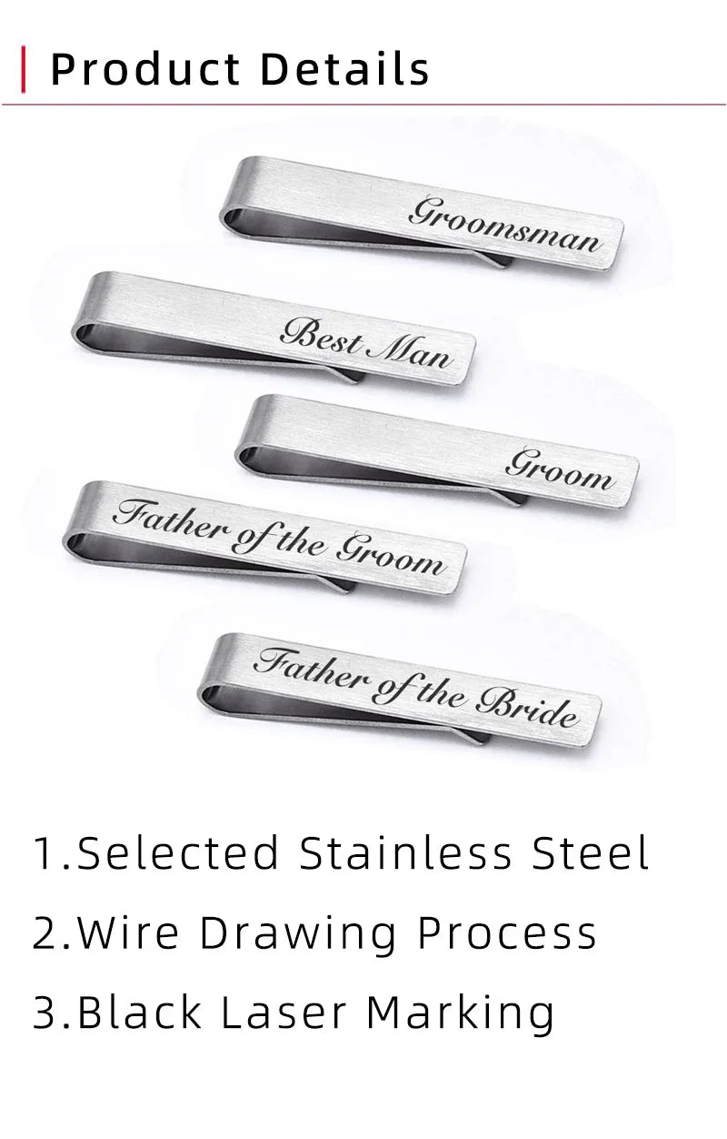 Men's Brushed Stainless Steel Tie Clip – Groom, Best Man & Groomsman Wedding Gift