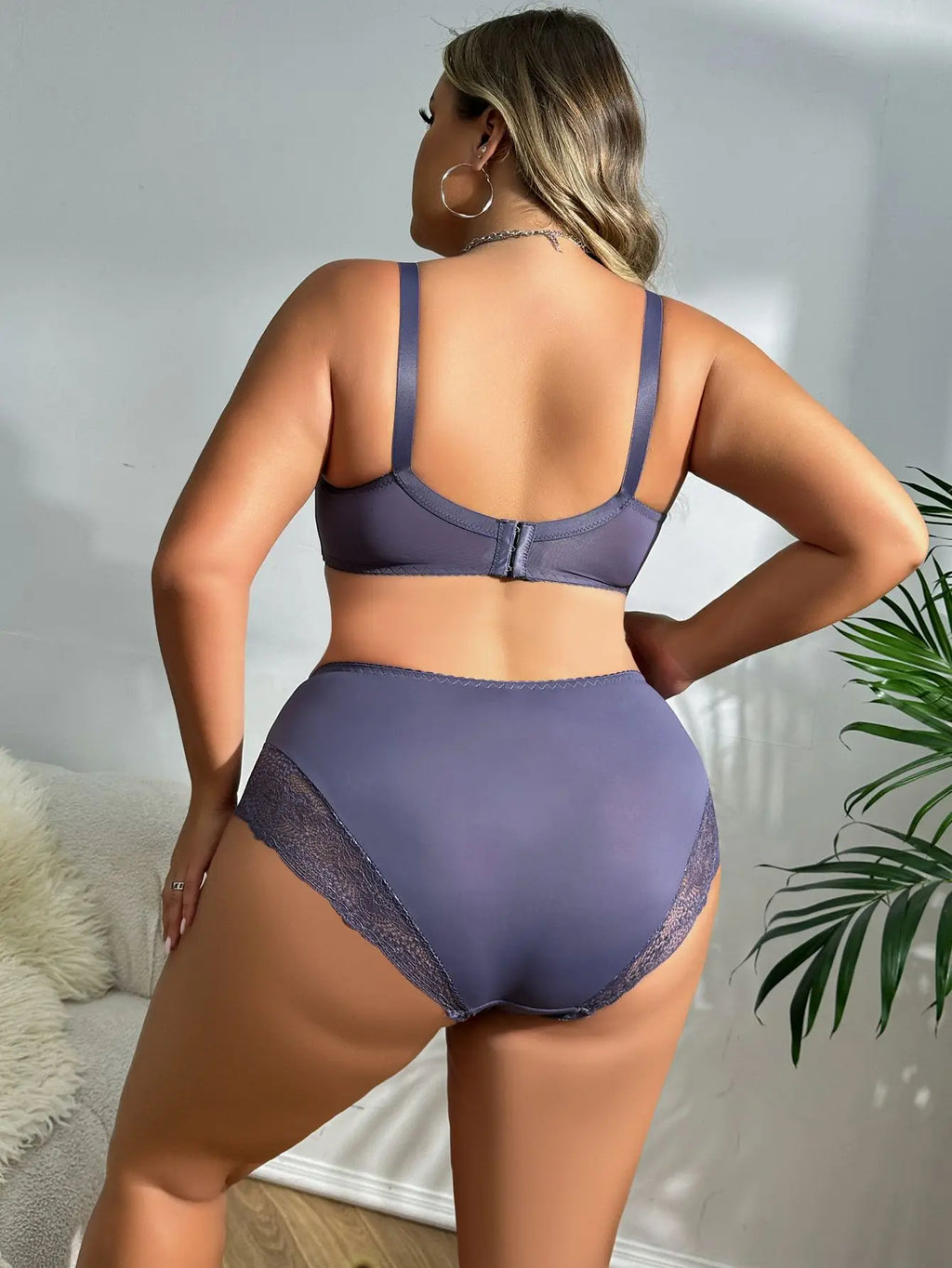 Ensemble de Lingerie Sexy en Dentelle Soutien-Gorge et Culotte Femme Grande Taille Bretelles Réglables Style Simple Confortable Beauwear