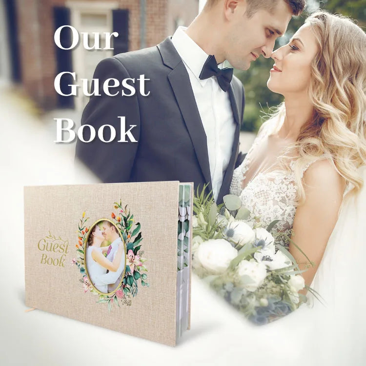 Personalized Wedding Guest Book Flowers Elegant Wedding Reception Signing Book Photo Album Signature Message Book Mariage Gift