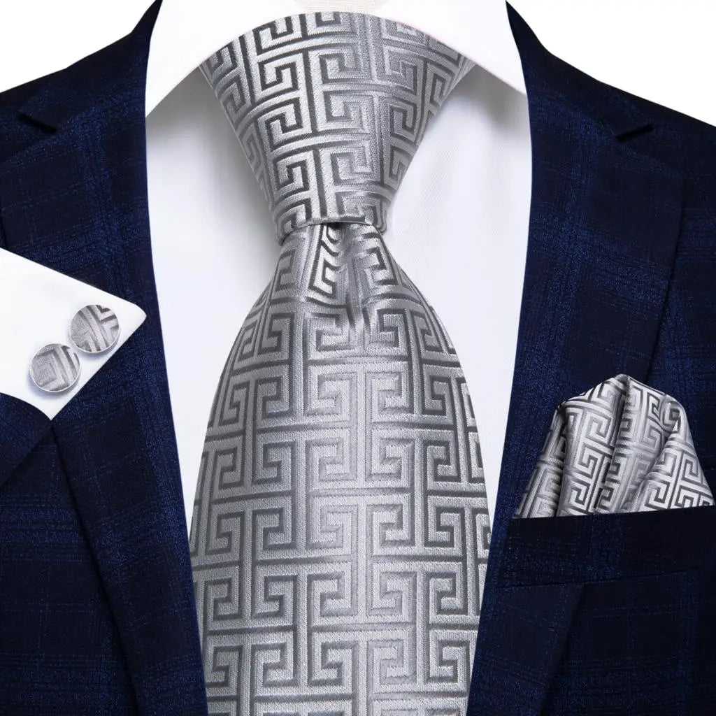 Silk Paisley & Floral Necktie Gift Set | Groom & Groomsmen Wedding Tie with Pocket Square & Cufflinks