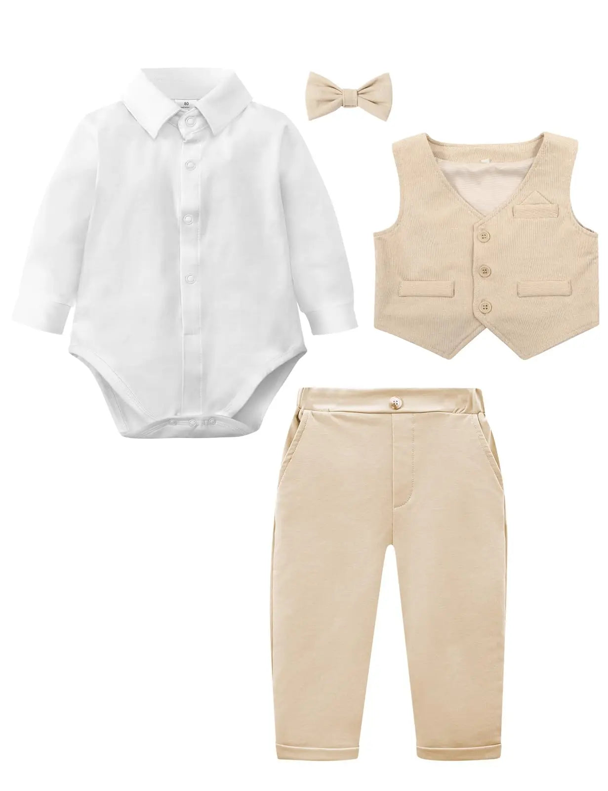 Ensemble Costume Bébé Garçon Tenue Formelle pour Mariage 1er Anniversaire Nouveaux-nés Barboteuse Gilet Pantalon Vêtements de Gentleman