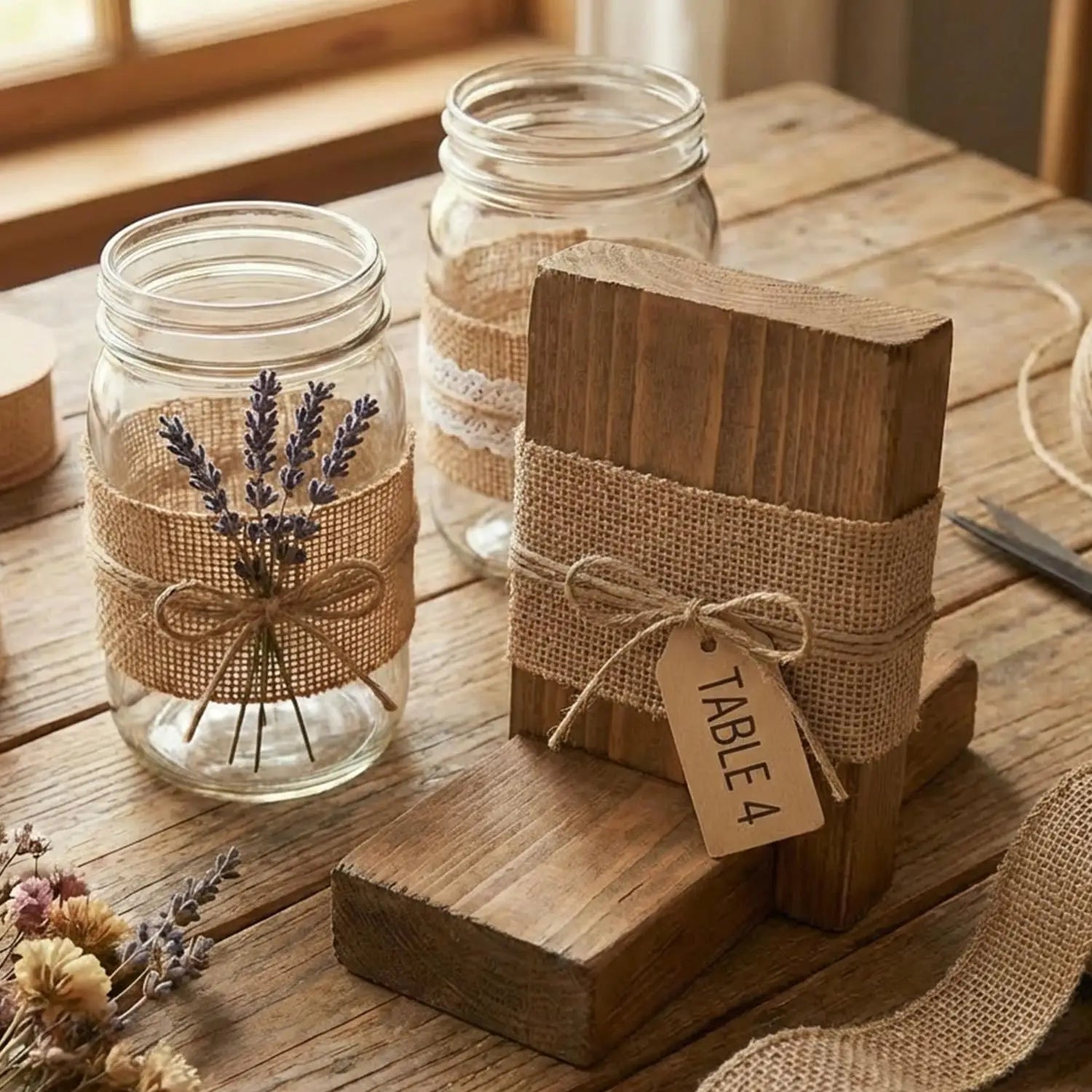 Jute Burlap Ribbon Roll DIY Handmade Craft Supplies for Wedding Decor Gift Wrapping Flower Bouquets Table Garland Party DIY