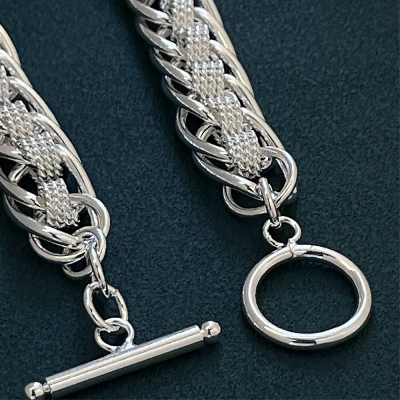 Bracelet maille perforée — Argent sterling 925