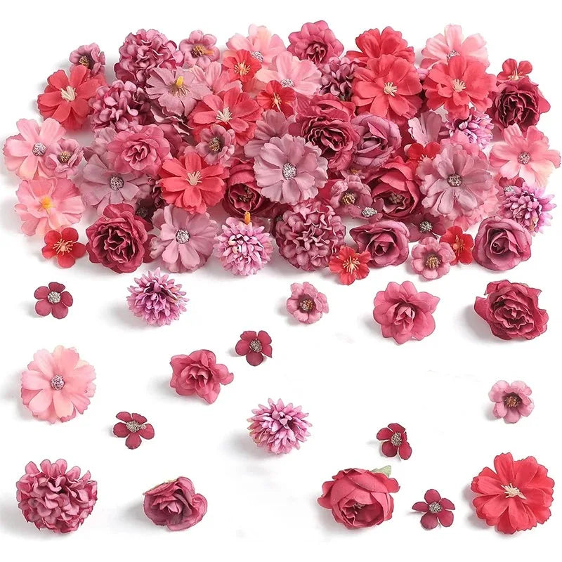 Têtes de fleurs de roses en soie pour mariage et décoration (lot de 20)