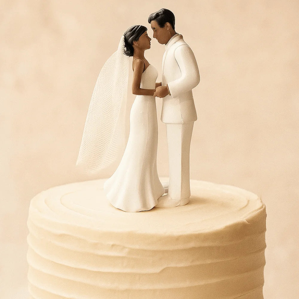 Anniversary Decoration Couple Wedding Cake Topper Elegant Creative Cake Toppers Dolls PVC White/Black Bride & Groom Figurines
