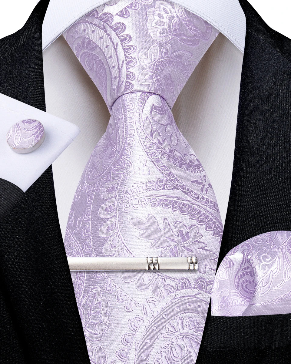 Men's Silk Paisley Tie Set – Pocket Square, Cufflinks & Tie Clip | Groom & Groomsmen