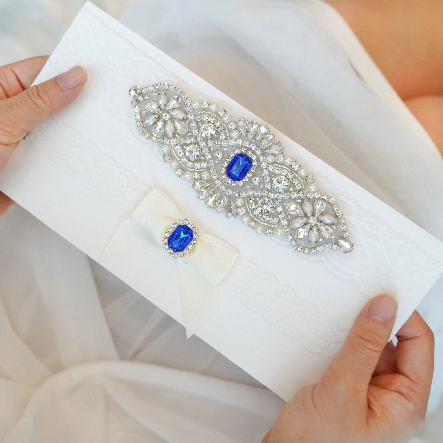 Jarretière de mariage Shinny Crystals Pearls Ceinture de jarretelles de mariée Accessoires de fête cosplay Dentelle élastique Anneau de jambe Jarretière de mariée
