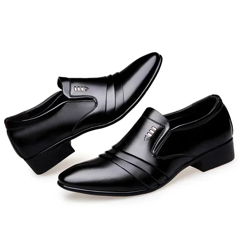 Chaussures habillées pour hommes en cuir PU, mocassins d'affaires tendance pour hommes, chaussures noires pointues Oxford respirantes pour mariage formel