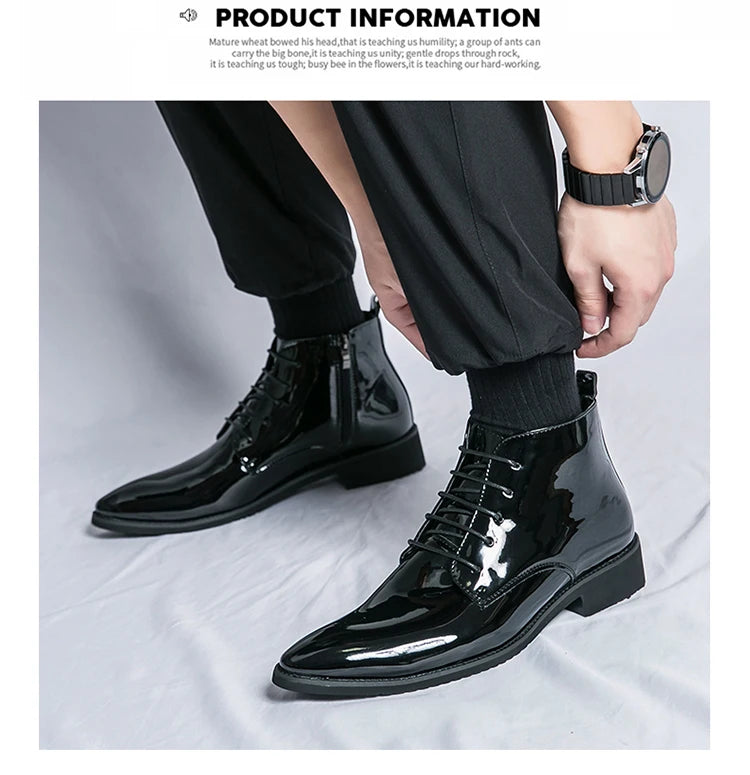 Bottes de luxe pour homme à paillettes, tendance, violettes, montantes, chaussures de mariage pour homme, bouts pointus, fermetures éclair, chaussures de ville pour homme, grande taille 47