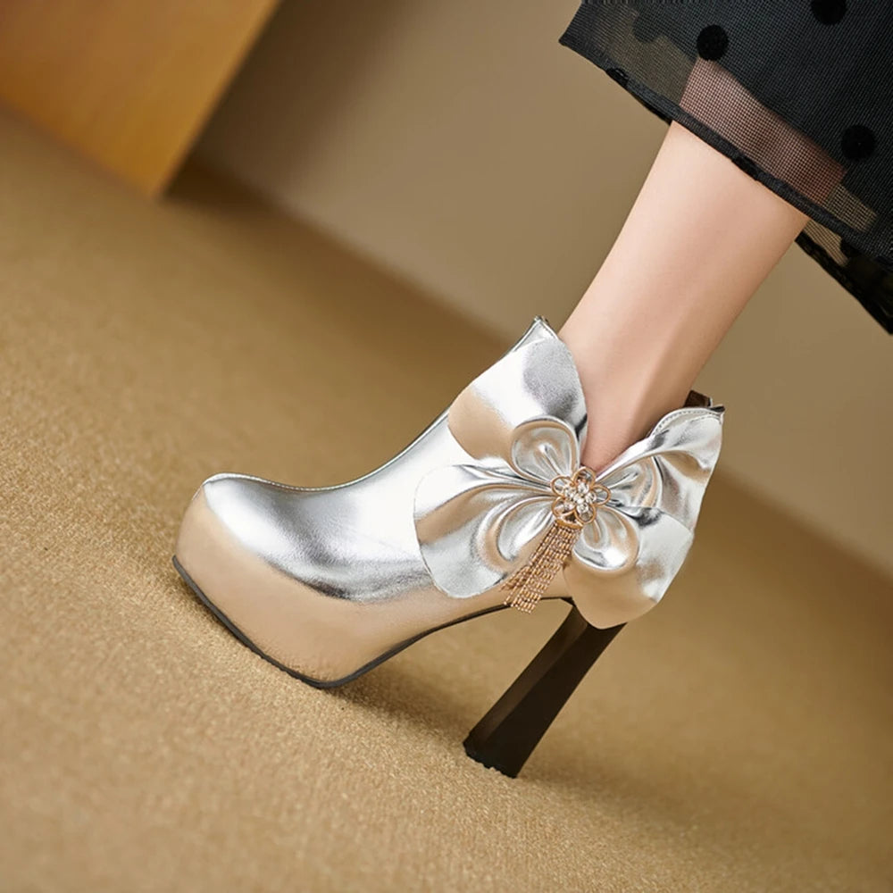 Women Spring and Autumn Fashion Round Head Coarse Heel Ankle Boots Dress Party Short Boots Work Clothes Women Shoes 55-8