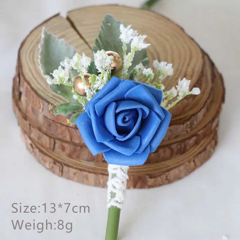 Korean-Style Fabric Flower Boutonniere Corsage Pin | Groom & Wedding Party