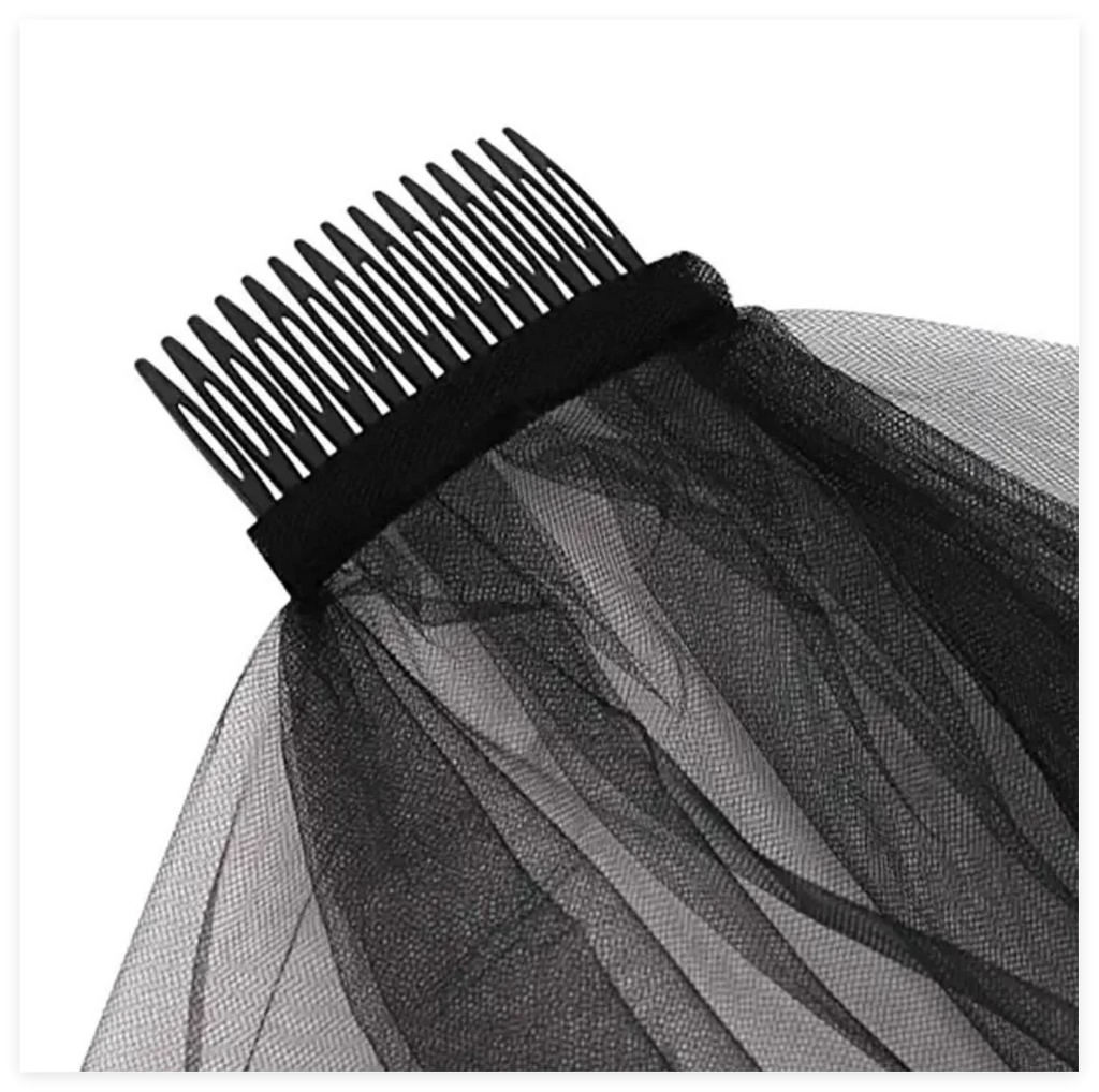 Wedding Veils For Bridal Lace Embroidery Edge Tulle White Black Veil For Halloween Bachelorette Party Headdress Accessories