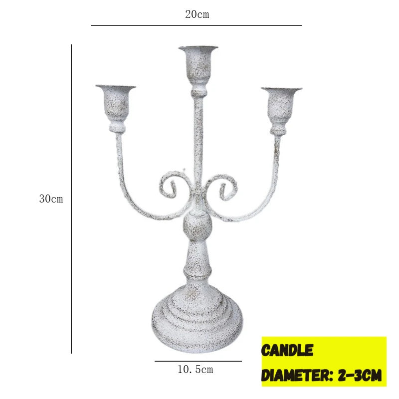Chandelier en Métal Vintage, Bougeoir à 3 Bras/3 Coupelles avec Base Solide, Décoration de Mariage, Centre de Table Rétro pour Ornement de Table à Domicile