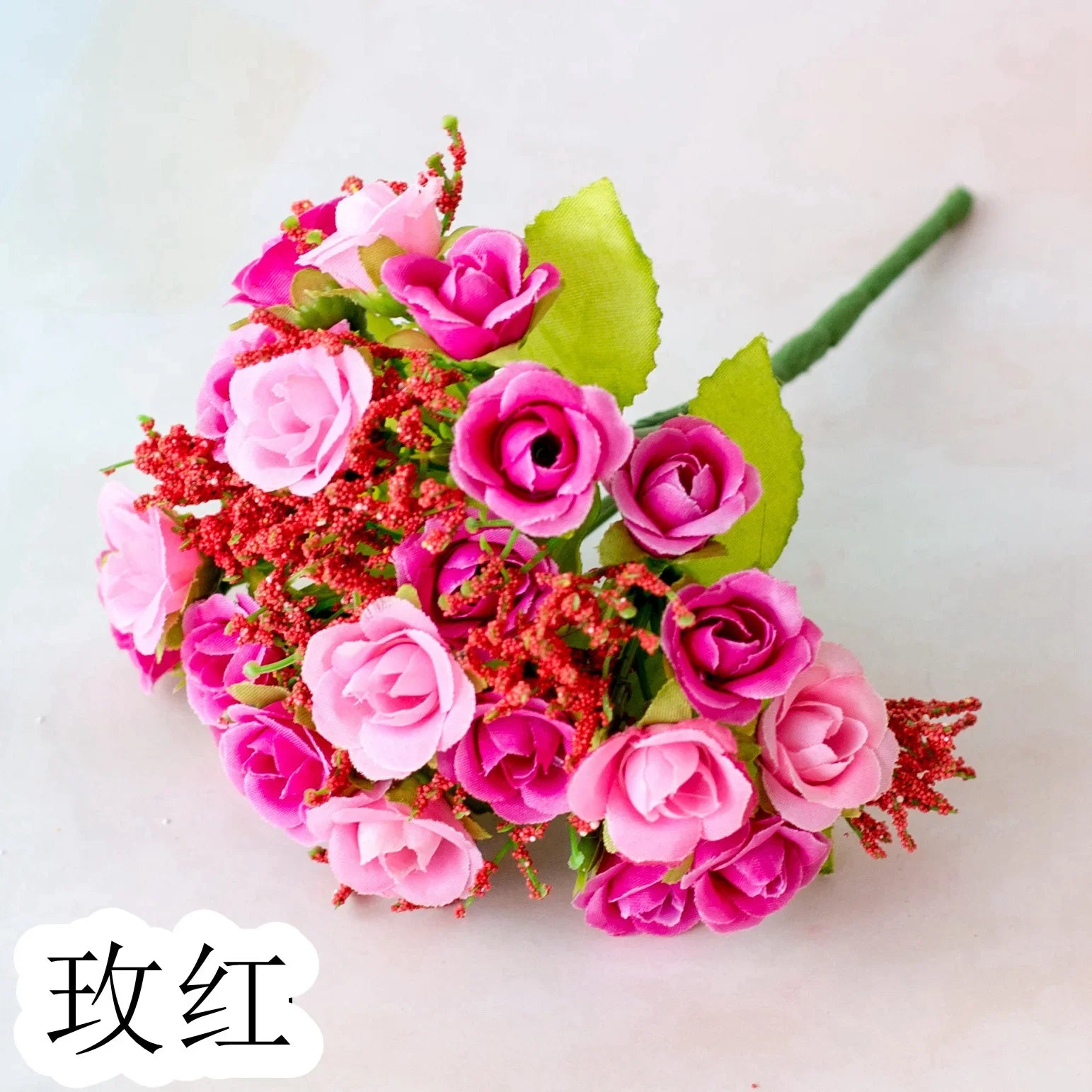 Bouquet de roses artificielles diamant – 21 fleurs, 7 tiges