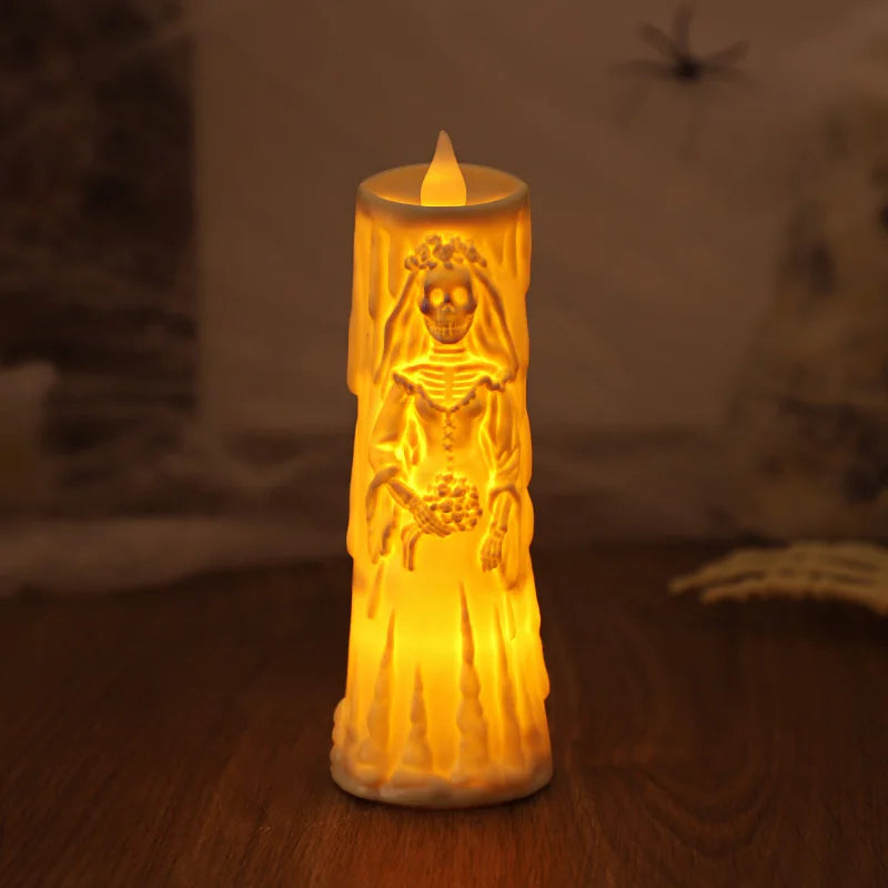 Halloween Skeleton Lamp LED Luminous Candle Horror Decoration Prop Ghost Groom Bride Couple Lamp Ornament Halloween Decor