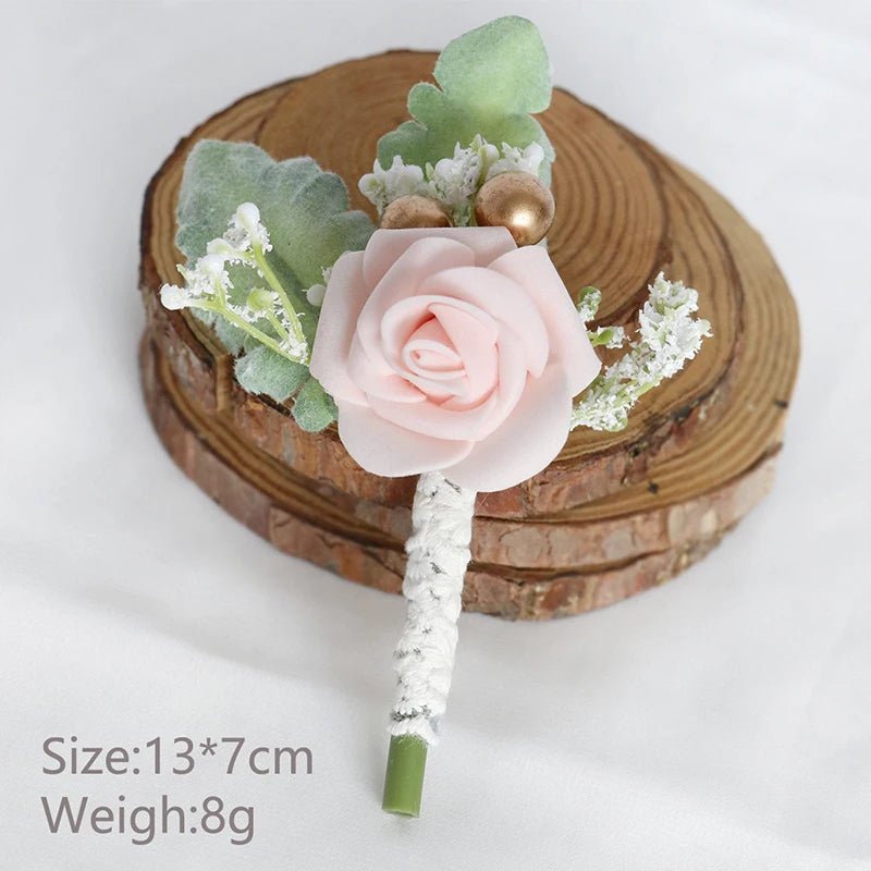 Korean-Style Fabric Flower Boutonniere Corsage Pin | Groom & Wedding Party