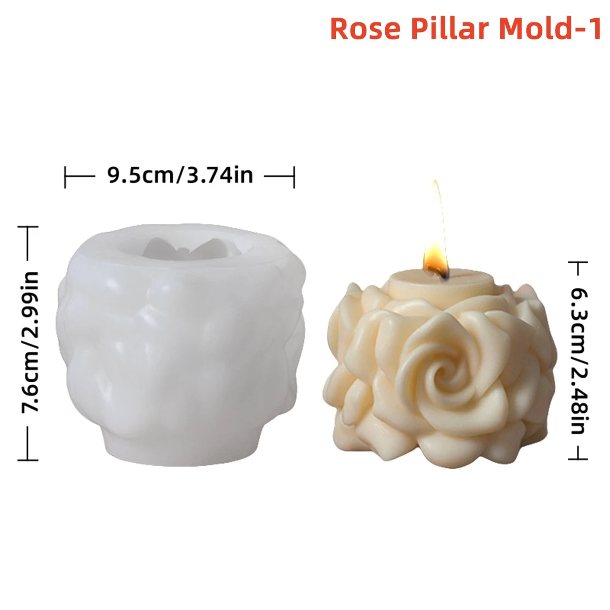 Moule en silicone pour bougie pilier rose 3D, colonne de fleurs géométriques, moule à plâtre pour bougie parfumée, ornement, cadeau fait à la main, décoration de mariage