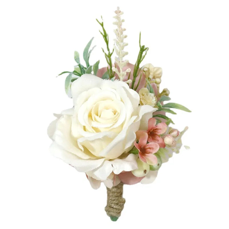 Wedding Boutonniere & Corsage | Silk Flower Pin for Groom, Groomsmen & Guests