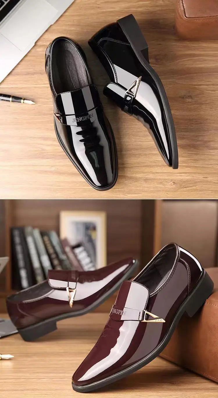 Men's Brown Hollow-Out Dress Shoes | Height-Boosting | Groom & Wedding