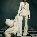 Costume Tendance Femme Bureau Travail Élégant Tenue 2 Pièces Revers Pointu Double Boutonnage Costume de Mariage sur Mesure