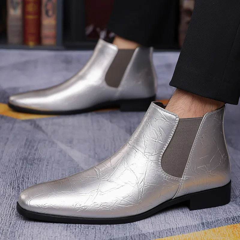 Bottes Chelsea Homme Grandes Tailles 39-48 Bottines Rétro de Haute Qualité Bottes en Cuir Tendance pour Hommes Chaussures Habillées d'Affaires Zapatos