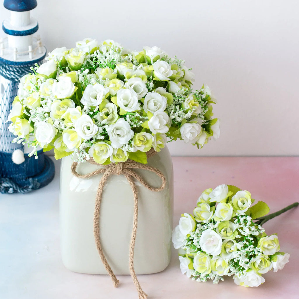 Bouquet de roses artificielles diamant – 21 fleurs, 7 tiges
