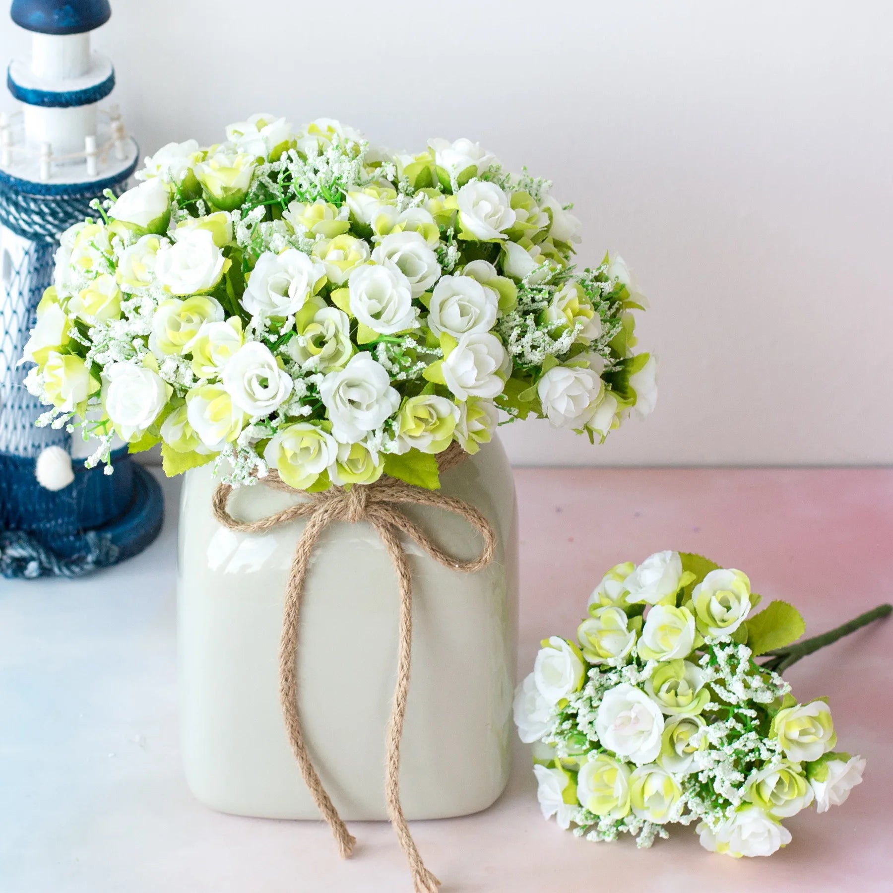 Bouquet de roses artificielles diamant – 21 fleurs, 7 tiges