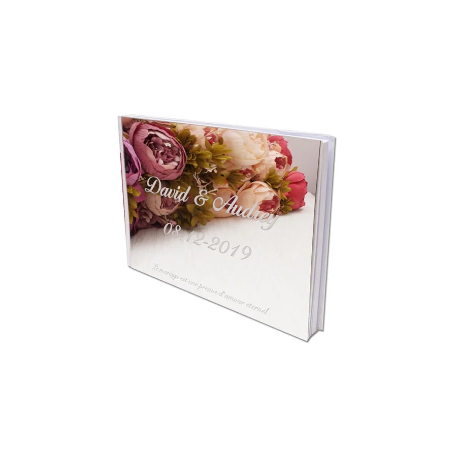 Livre d'or personnalisé 25x18cm pour mariage, signature personnalisée, miroir acrylique blanc, vierge, cadeaux de fête, album photo