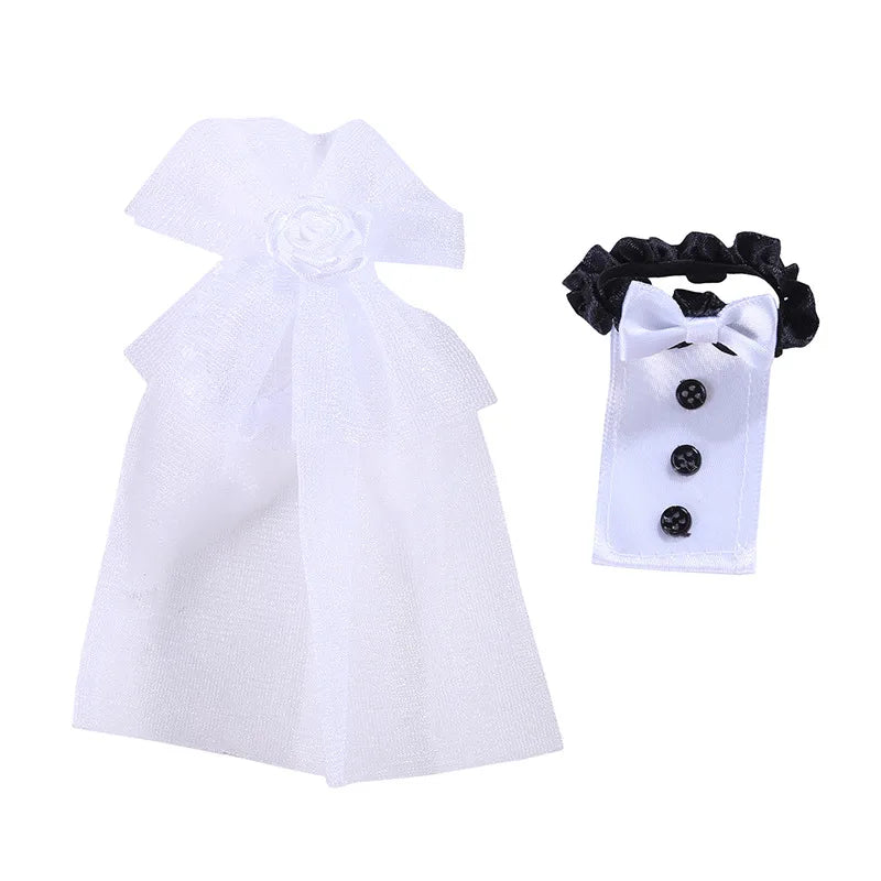 Lot de 2 nœuds papillon pour mariée et marié, décor de verres à vin pour fête de mariage