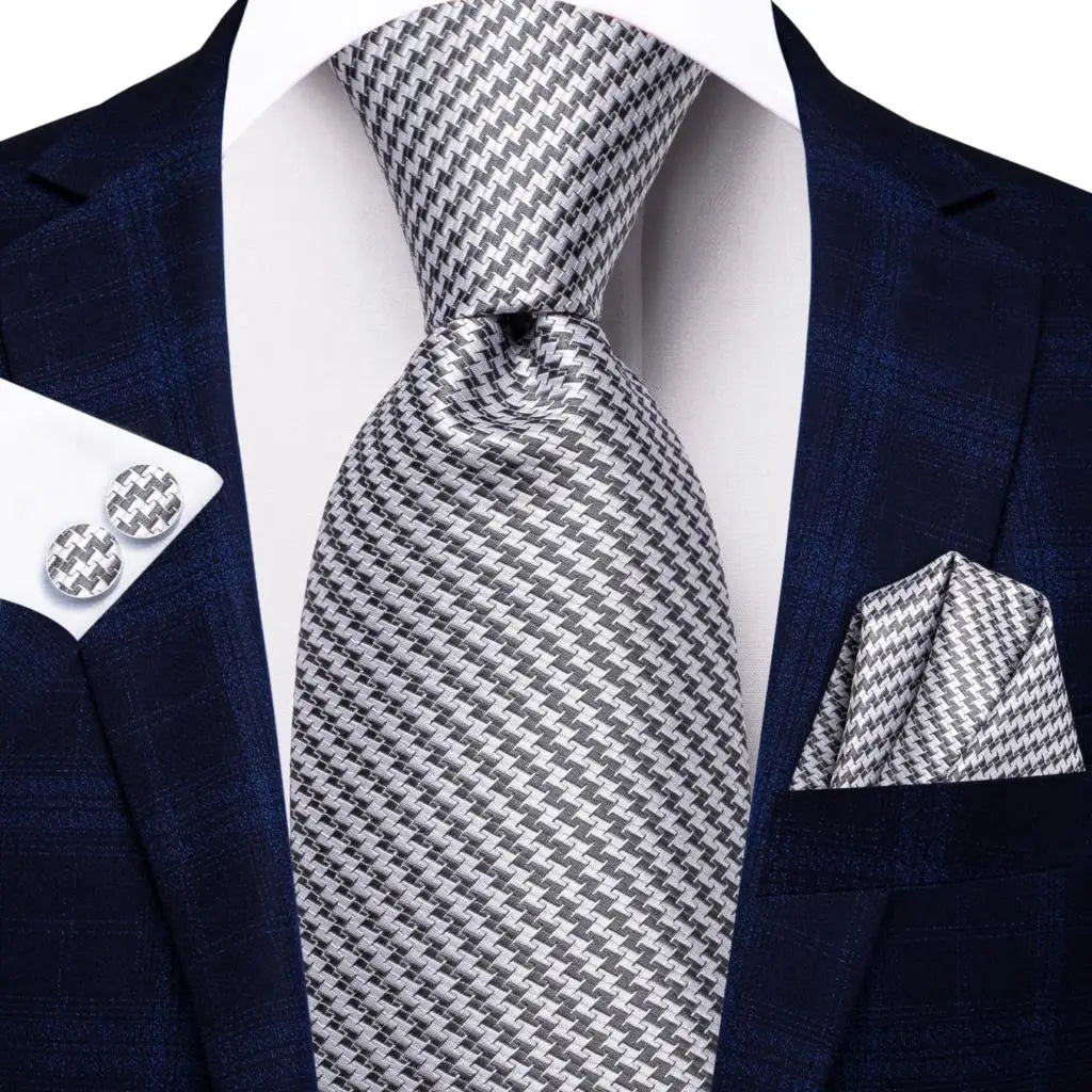 Silk Paisley & Floral Necktie Gift Set | Groom & Groomsmen Wedding Tie with Pocket Square & Cufflinks