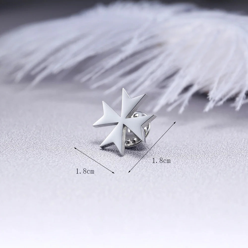 Broches tendance Malte en acier inoxydable pour hommes, broche de col de chemise à fermoir croisé, bijoux de mariage pour le marié, cadeaux pour le témoin.