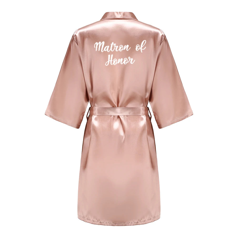 Peignoirs de mariée pour femmes, cadeaux de fête prénuptiale, robe de demoiselle d'honneur, nuisette en satin de soie, kimono sexy d'été, robe de chambre.
