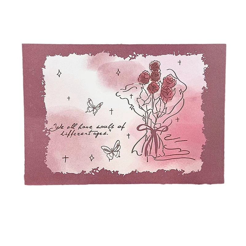 8pcs/set Vintage Rose Envelopes Red Blue Paper Envelopes for Letter Pads DIY Wedding Party Invitation Card Cover Gift Wrap