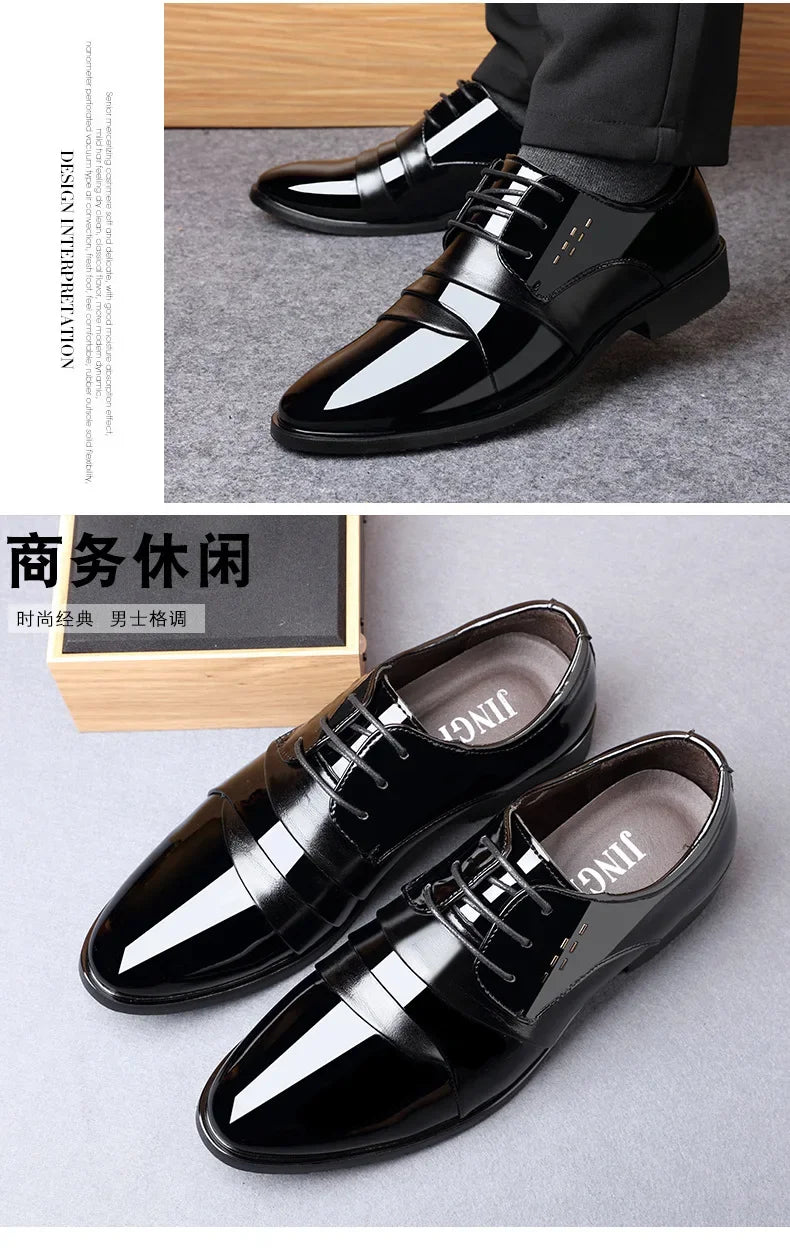 Chaussures de ville pour hommes, luxe, en cuir verni, style Oxford, pour hommes, chaussures habillées en cuir de haute qualité