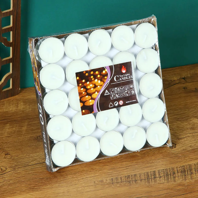 50 bougies chauffe-plat sans fumée à l'achat, mariage, anniversaire, cire flottante inodore, vente en gros en vrac