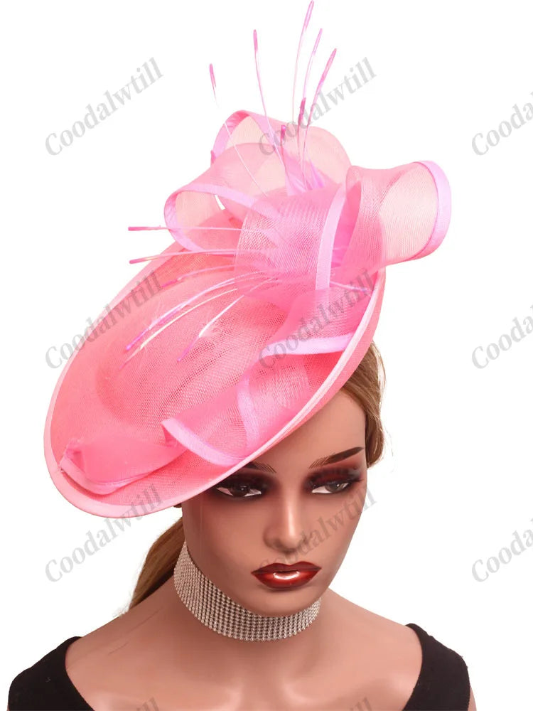 Women’s Derby Fascinator Elegant Tea Party Fascinator Kentucky Hat Flower Feather Pillbox Hat for Cocktail Wedding Headpiece