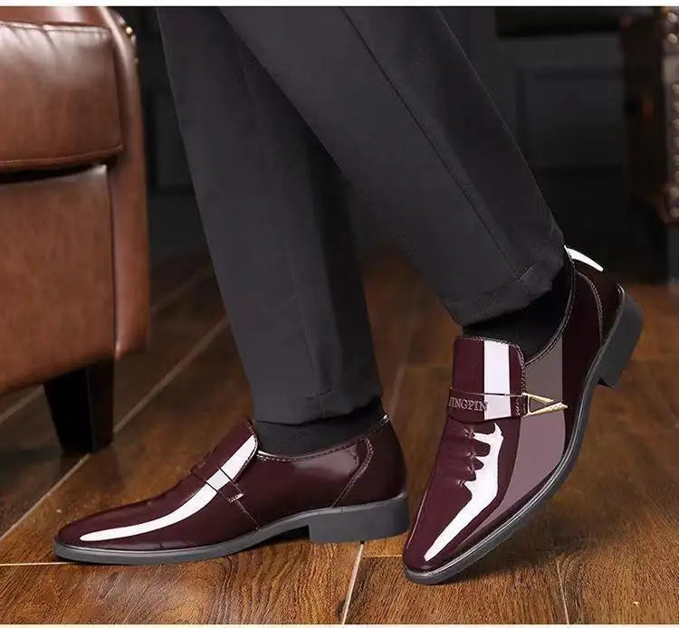 Men's Brown Hollow-Out Dress Shoes | Height-Boosting | Groom & Wedding