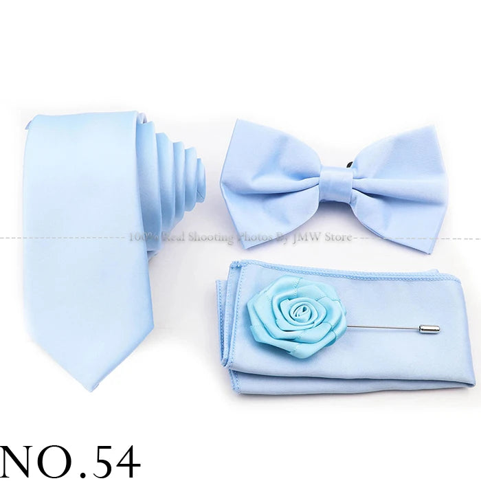 Ensemble cravate et nœud papillon violet bleu sauge vert en polyester, boutons de manchette et broche pour costume de marié, cravate de mariage, accessoire de chemise