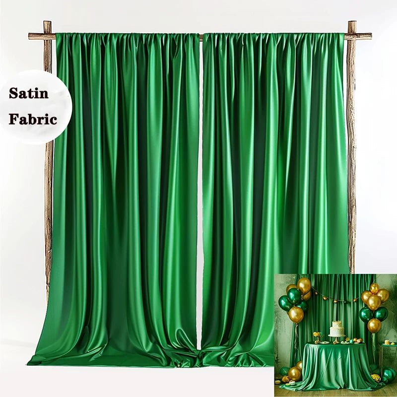 Rideaux de Noël en satin sans plis, tissu soyeux, pour toile de fond de baby shower, fête d'anniversaire, bal de promo, décoration de mariage