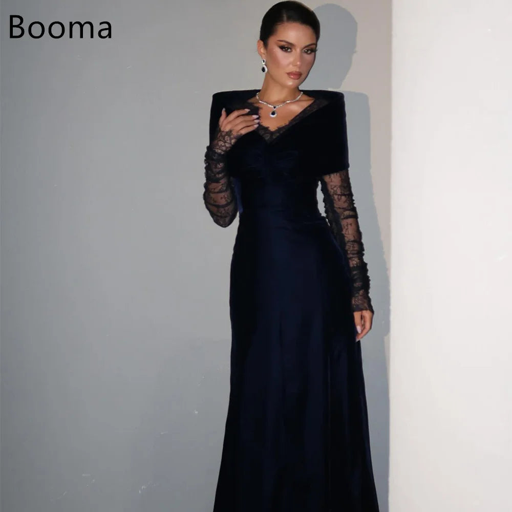 Booma A-Line Lace Velvet Evening Dresses Formal Party Gowns for Women Off The Shoulder Elegant Prom Gown Customize 2025