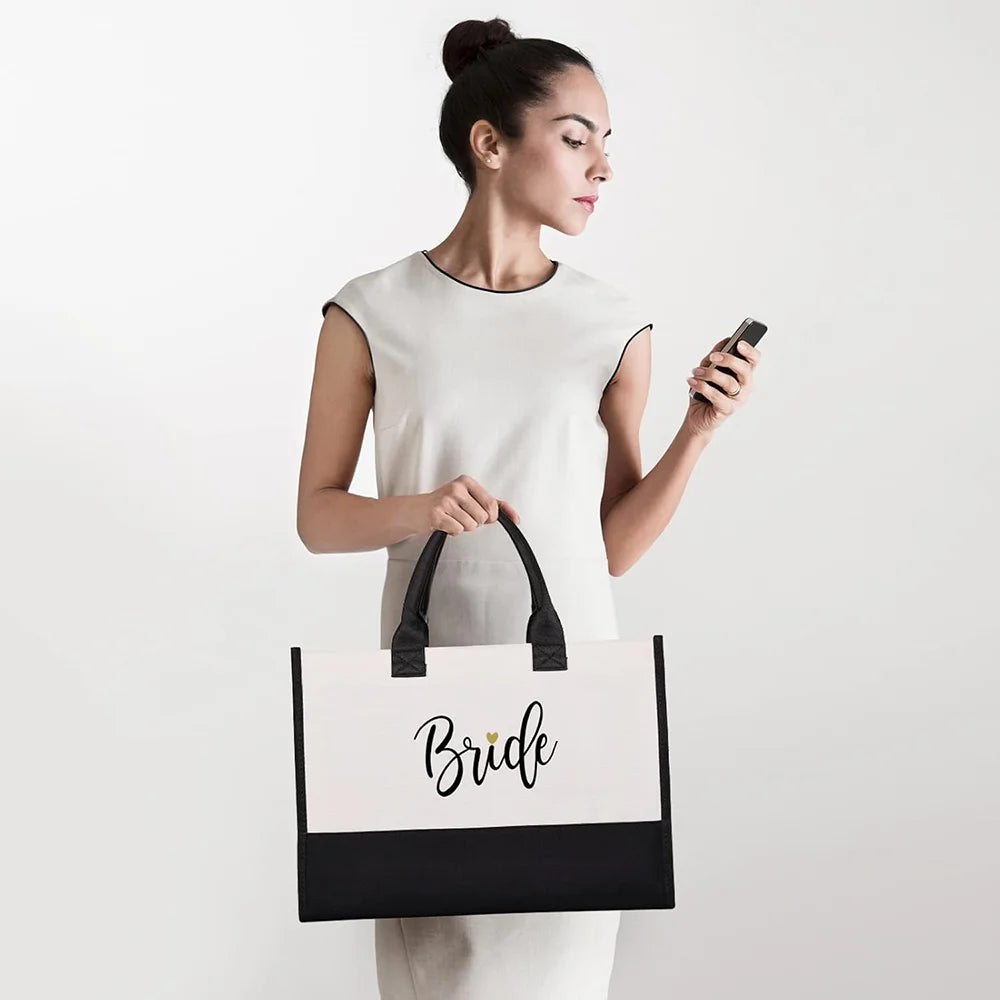 Bride Tote Bag & Makeup Bag Wedding Bride To Be Supplies Bridal Shower Gifts Bachelorette Party Engagement Honeymoon Accessories