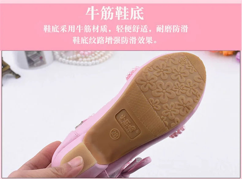 Nouvelles chaussures à talons hauts de princesse pour enfants, chaussures en cuir pour robe de mariée de fille, chaussures blanches pour enfants, chaussures de performance pour étudiants