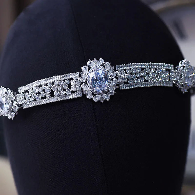 Sparkling Drop water Crystals Wedding Tiaras Headpeices Bridal Headbands Brides Hair Accessories Evening Head Wear