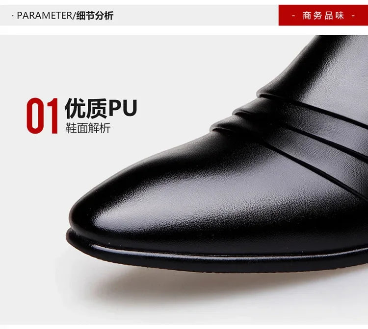 Chaussures habillées pour hommes en cuir PU, mocassins d'affaires tendance pour hommes, chaussures noires pointues Oxford respirantes pour mariage formel