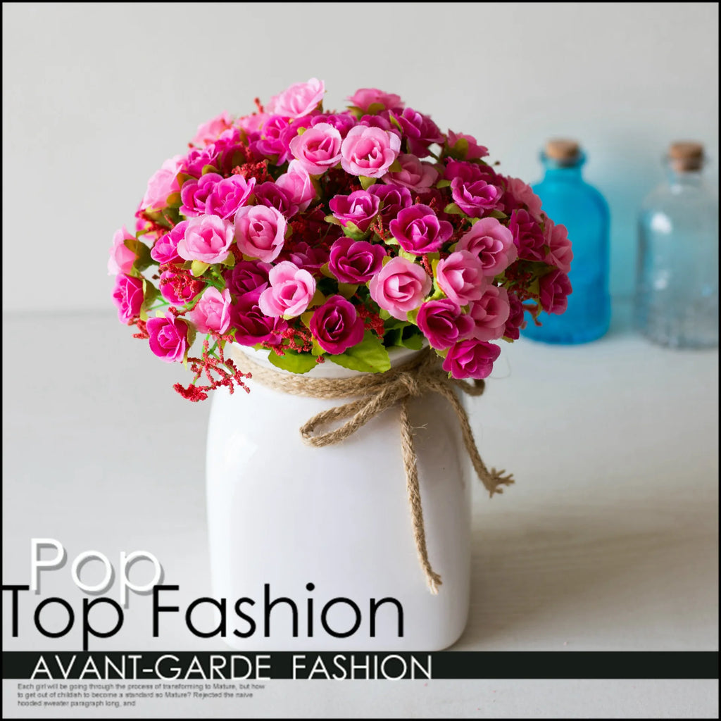 Bouquet de roses artificielles diamant – 21 fleurs, 7 tiges