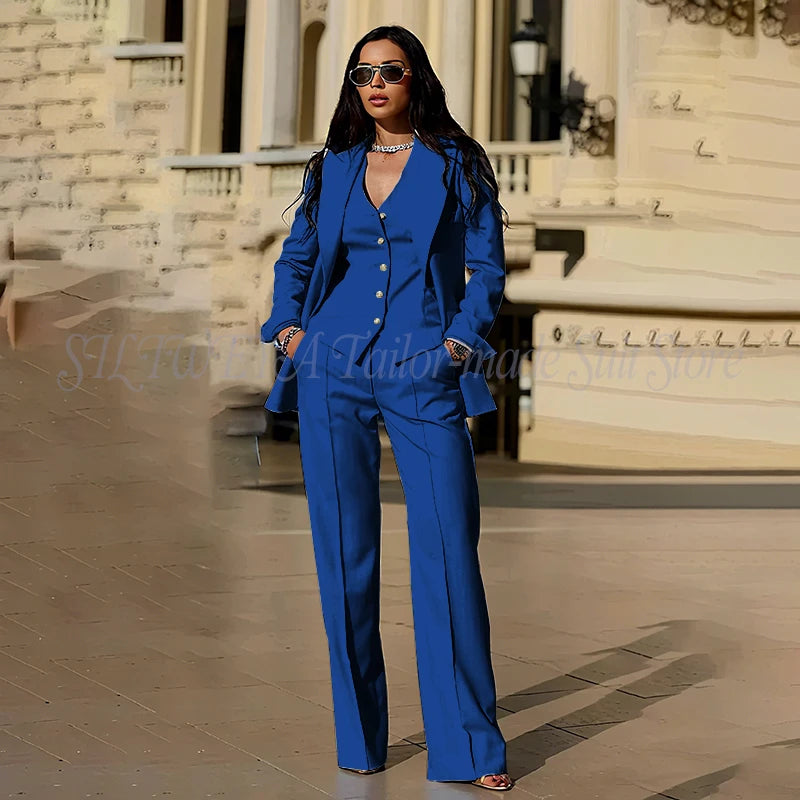 Ensembles tailleur 3 pièces pour femme : veste, pantalon et gilet - Tenues décontractées élégantes pour le bureau - Vêtements féminins de haute qualité - Ensembles blazer chics et formels