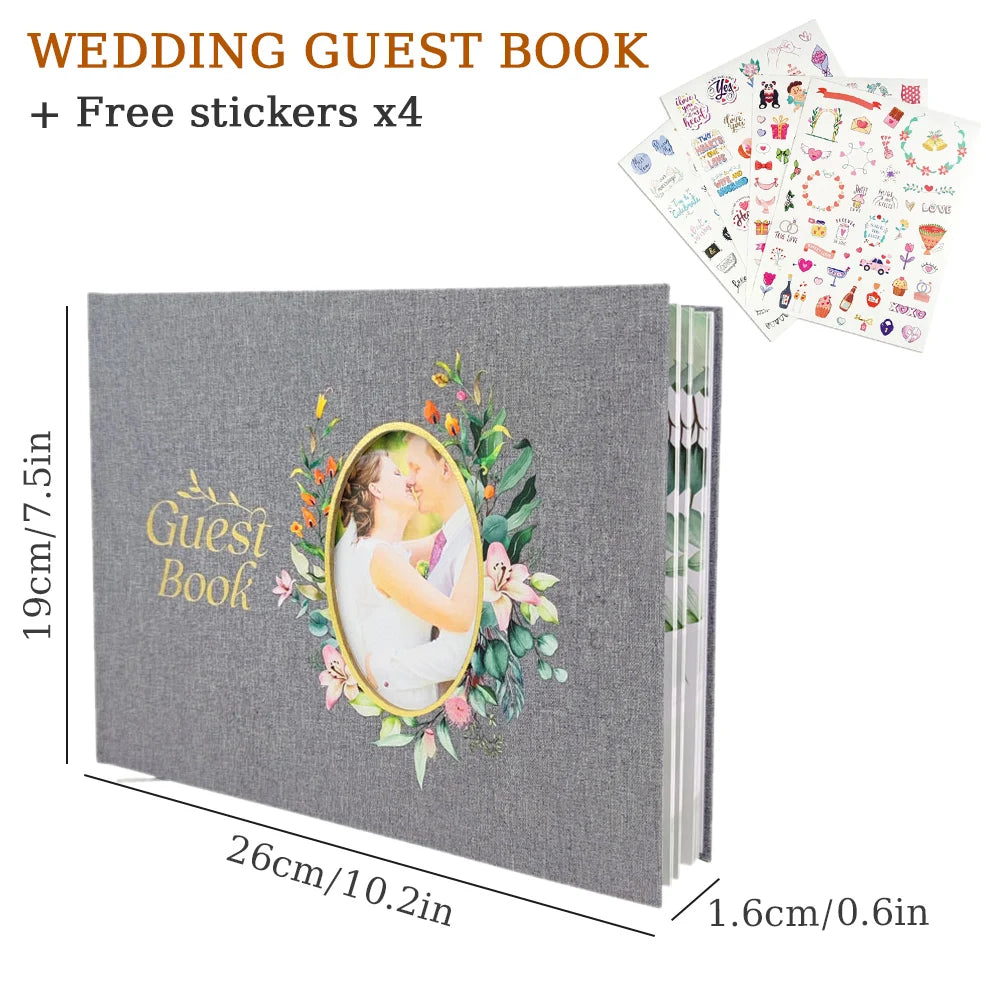 Personalized Wedding Guest Book Flowers Elegant Wedding Reception Signing Book Photo Album Signature Message Book Mariage Gift