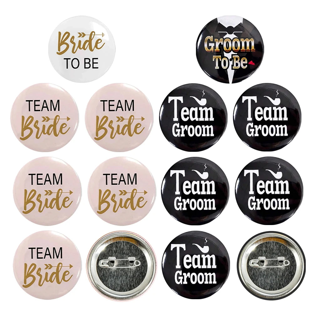 Team Bride & Team Groom Button Pin Set | Bachelorette Party Badges | Bridesmaid Gift Favors