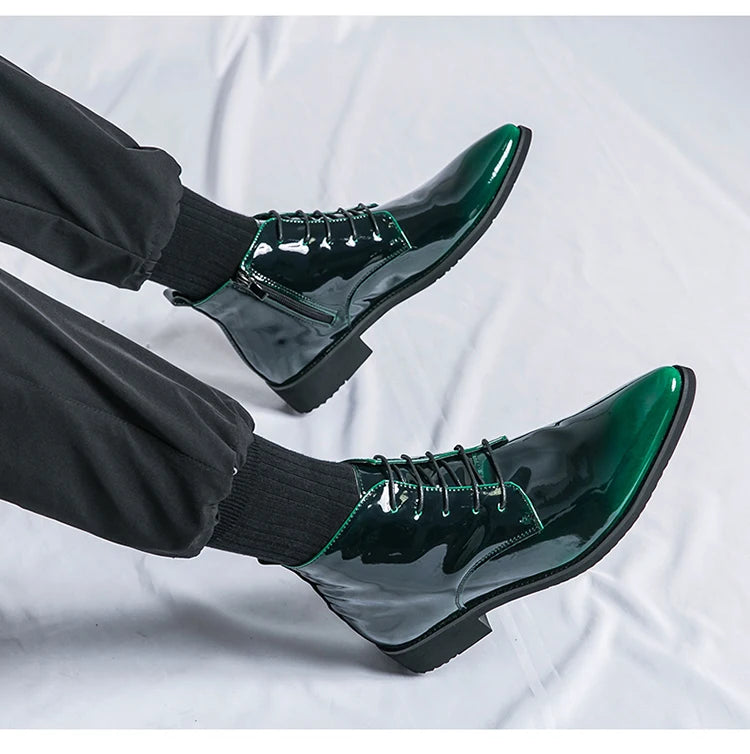 Bottes de luxe pour homme à paillettes, tendance, violettes, montantes, chaussures de mariage pour homme, bouts pointus, fermetures éclair, chaussures de ville pour homme, grande taille 47