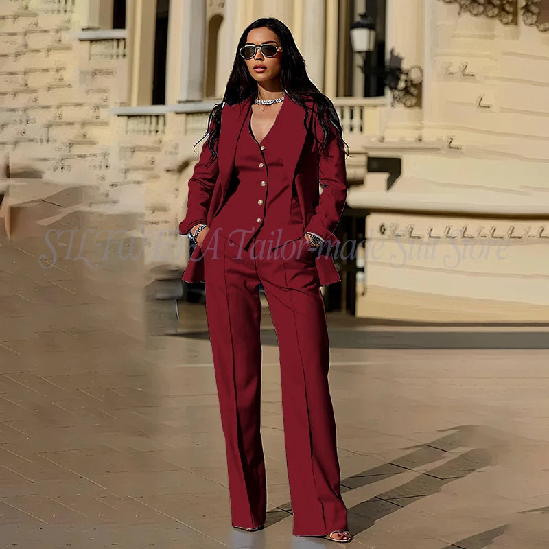 Ensembles tailleur 3 pièces pour femme : veste, pantalon et gilet - Tenues décontractées élégantes pour le bureau - Vêtements féminins de haute qualité - Ensembles blazer chics et formels
